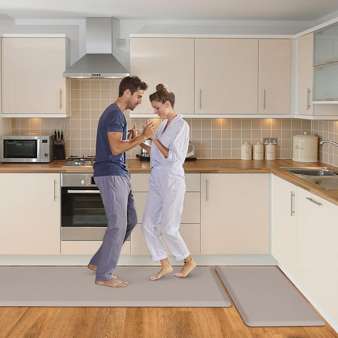 HappyTrends Kitchen Mat, 17.3"x28"+17.3"x60" Khaki, Cushioned Comfort - Image 7