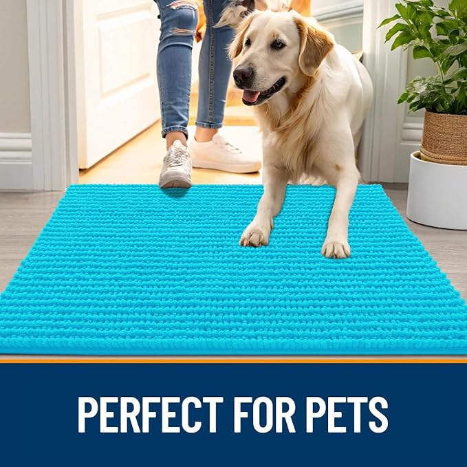OLANLY Dog Door Mat for Muddy Paws 44x24, Ultra Absorbent Chenille Mud Doormat - Image 6