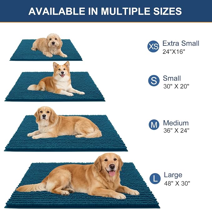 OLANLY Dog Door Mat for Muddy Paws 47x24, Ultra Absorbent Chenille Mud Doormat - Image 2