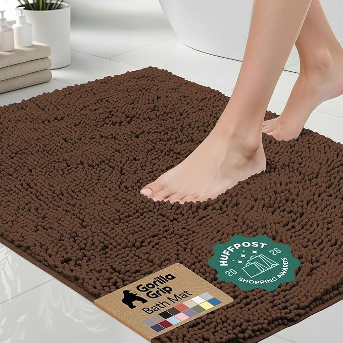 GORILLA GRIP Bath Rug Mat 48x24, Thick Soft Absorbent Chenille, Quick Dry by Unknown
