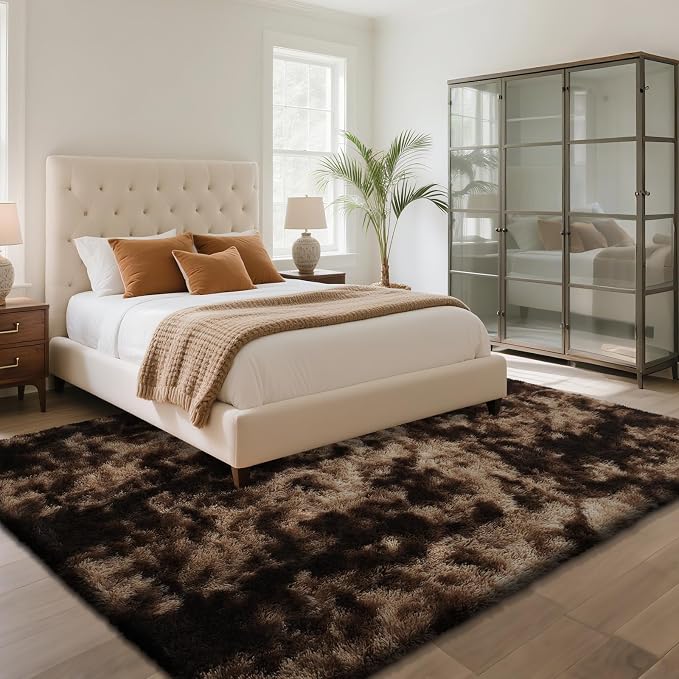 yongyangjuxin Fluffy Rug Shag Area Rug, Mottling Brown 9x12 Area Rugs - Image 3