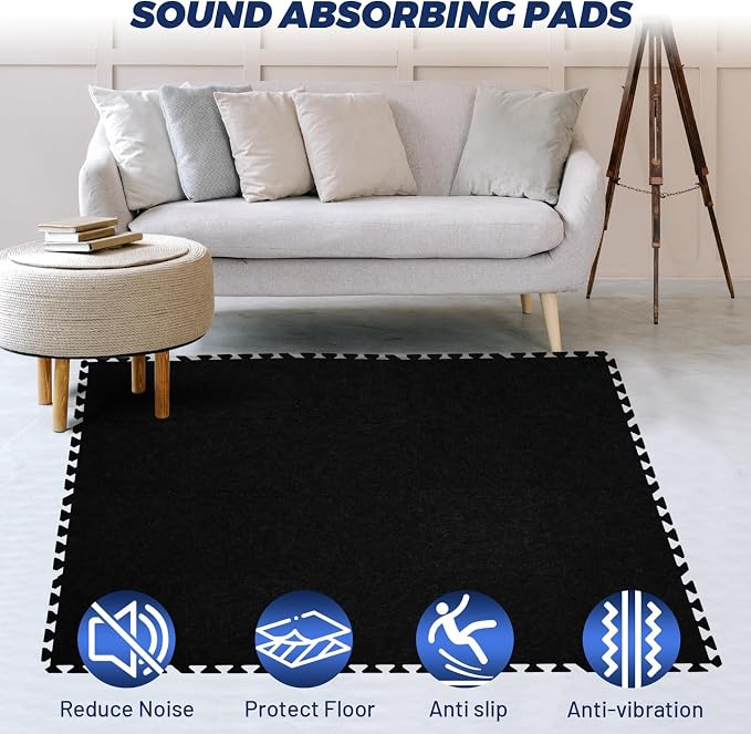 Focusound 20Pcs Sound Absorbing Interlocking Drum Rug, 11.8 x 11.8 x 0.4 inches - Image 7