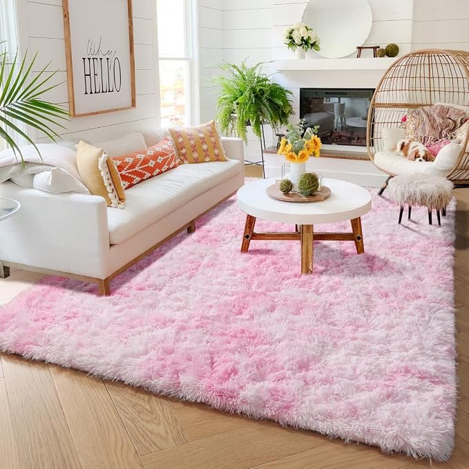 Amdrebio Tie-Dyed Pink and White Area Rugs - Image 5