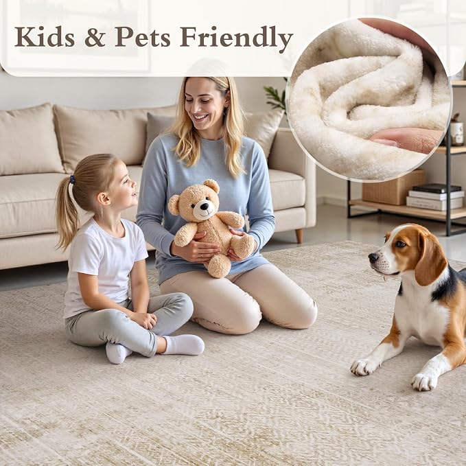 8x10 Area Rugs for Living Room Non Slip Machine Washable Rug Distressed - Image 4