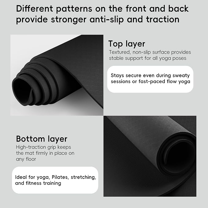 Extra Large Yoga Mat for Men, Oversized Non-Slip TPE Workout Mat for Home Gym - Image 4
