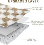 Checkered Area Rugs for Living Room 8x10, Fluffy Beige and White Checkered Rug - Image 5