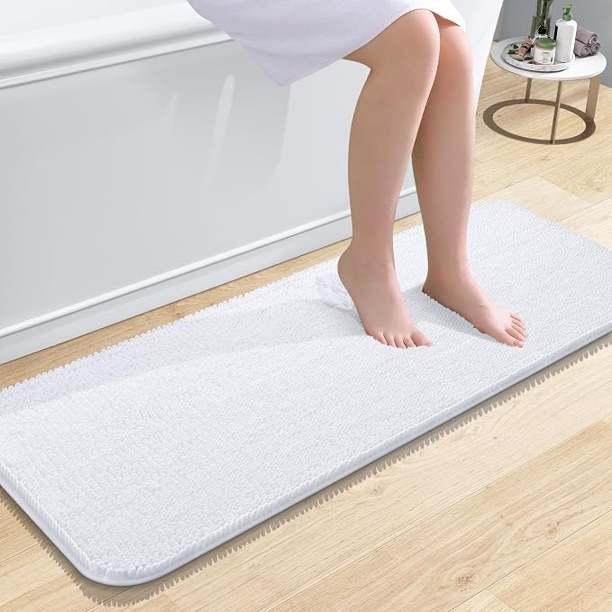 OLANLY Bathroom Runner Rugs 47x17, Extra Soft Absorbent Chenille Bath Rugs by OLANLY