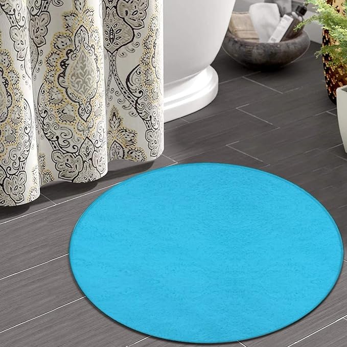 Machine Washable Modern Round Area Rug, Room Sofa Yoga Soft Round Carpet - Image 4