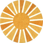 Lahome Sun Round Rug: 3ft Washable & Non-Slip Distressed Boho Rainbow Sun Print - Image 2
