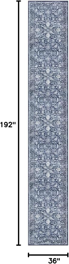 KILOCOCO Runner for Hallway 3x16 Runner Rug Printed Vintage Floral Washable Rug - Image 2