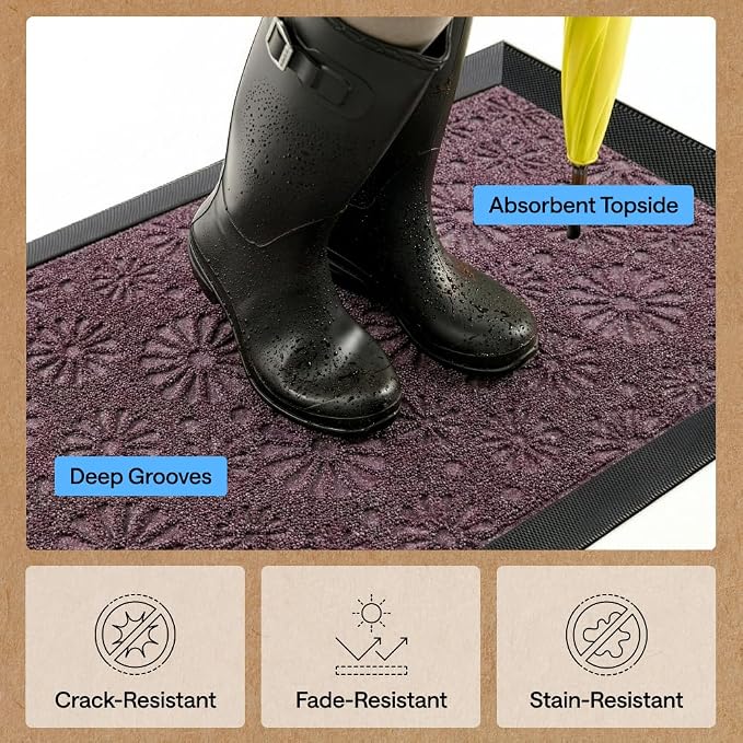 GORILLA GRIP 100% Waterproof All-Season WeatherMAX Doormat, Durable Natural - Image 5