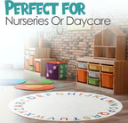 ABC Alphabet Rug for Kids – 6 ft Round White Boho Play Mat for Toddlers & Babies - Image 7
