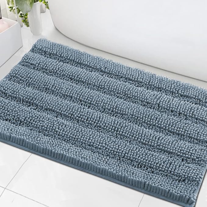 H.VERSAILTEX Bath Mats for Bathroom Non Slip Extra Thick Chenille Striped Bath by HVERSAILTEX