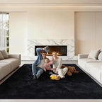 Black Area Rugs 9x12 Living Room, Large Fluffy Rugs - Image 6