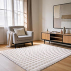Creamy White Rabbit Plush Rug 3'x5', Fluffy Shaggy Area Rug by CHOVY