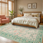 Rugxara Floral Rug for Living Room Bedroom, 8x10 Washable Rug, Large Non Slip - Image 2