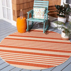 SAFAVIEH Courtyard Collection 6'7'' Round Terracotta/Beige CY6062 Stripe by Unknown