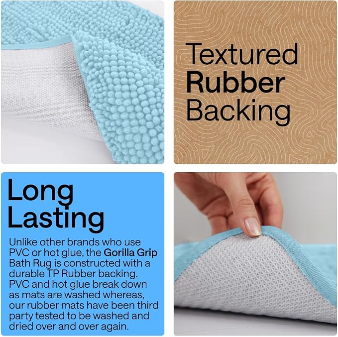 GORILLA GRIP Bath Rug Mat 36x24, Thick Soft Absorbent Chenille, Quick Dry - Image 3