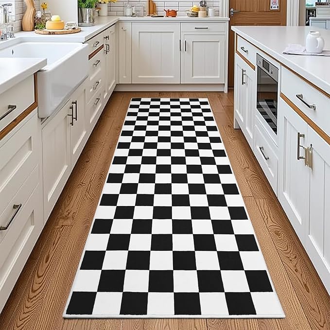 Terrug Black and White Checkered Area Rug by TerrugHomeDecor