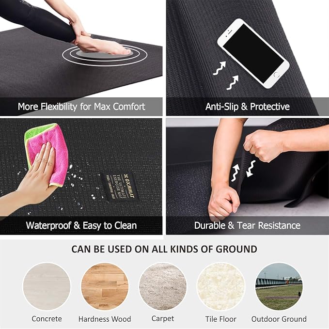 GXMMAT Large Yoga Mat 12'x6'/10'x6'/6'x8', Extra Thick Workout Mats - Image 4