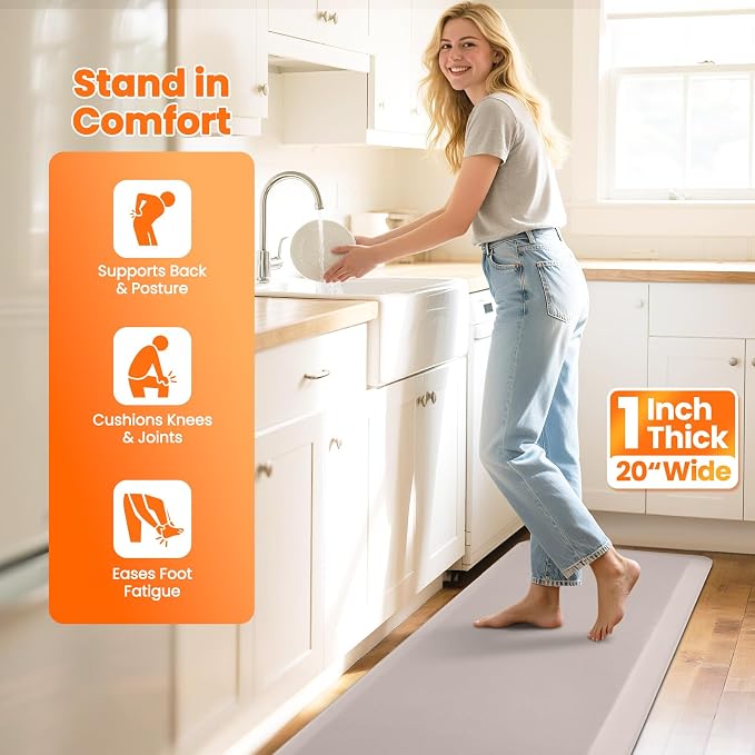 Kitchen Mats for Floor, 1 Inch Extra-Thick Kitchen Rugs, Waterproof & Non-Slip - Image 5