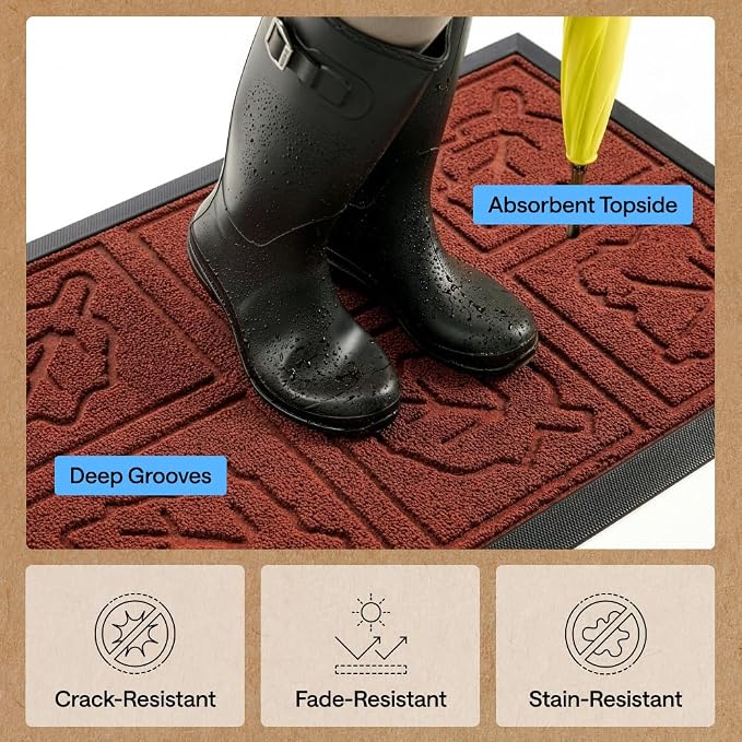 GORILLA GRIP 100% Waterproof All-Season WeatherMAX Doormat 35x23, US Designed - Image 5