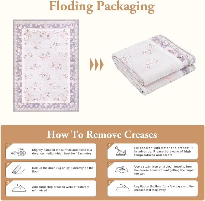 LIVEBOX Machine Washable Area Rugs 5x7 Lavender Rug Girls Bedroom, Soft - Image 9