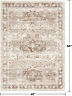 Hazo Haus Washable Neutral Farmhouse Living Room Rug, 5x7 Area Rugs - Image 2