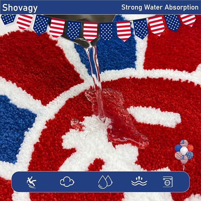 Trippy Happy Face Rug 4th of July Bathroom Rugs Patriotic Independence Day - Image 7