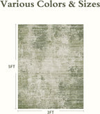 3 x 5 Rug Small Non Slip Machine Washable Rug Distressed Abstract Soft Indoor - Image 2