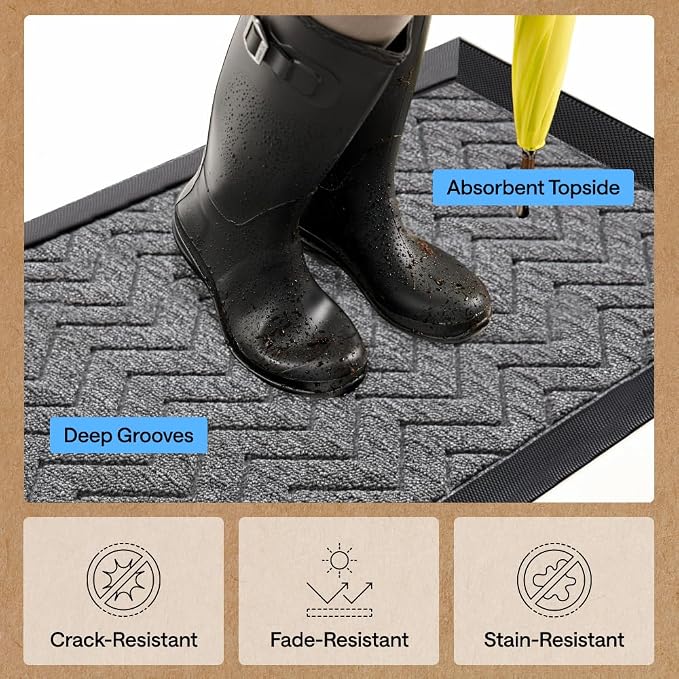 GORILLA GRIP 100% Waterproof All-Season WeatherMAX Doormat 35x23, US Designed - Image 5
