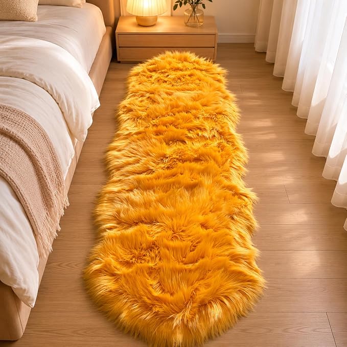 EasyJoy Faux Sheepskin Rug, Fluffy Faux Fur Rug, Ultra Soft Shag Area Rug - Image 2