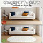 Soft Fluffy Area Rug for Bedroom, Cream White Fuzzy Shaggy Oval Throw Rugs for - Image 8