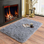 Soft Runner Rugs for Bedroom Hallways, 2 Packs 2x3 Grey Fluffy Shag Throw Area - Image 3
