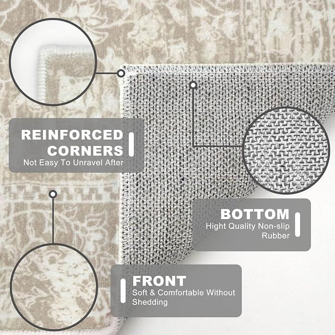 KILOCOCO Hallway Runner 2x6 Kitchen Runner Rug Printed Vintage Floral Washable - Image 6