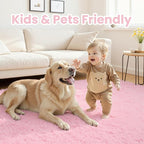 4x6 Area Rugs for Living Room Rug: Soft Fluffy Shag Light Pink Rugs for Bedroom - Image 3