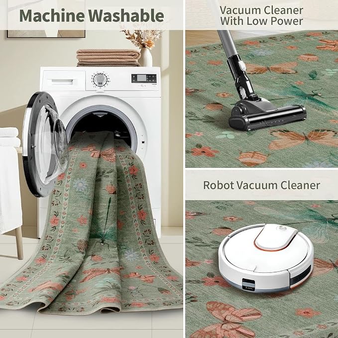 Rugxara 2x6 Floral Runner Rug, Washable Runners - Image 5