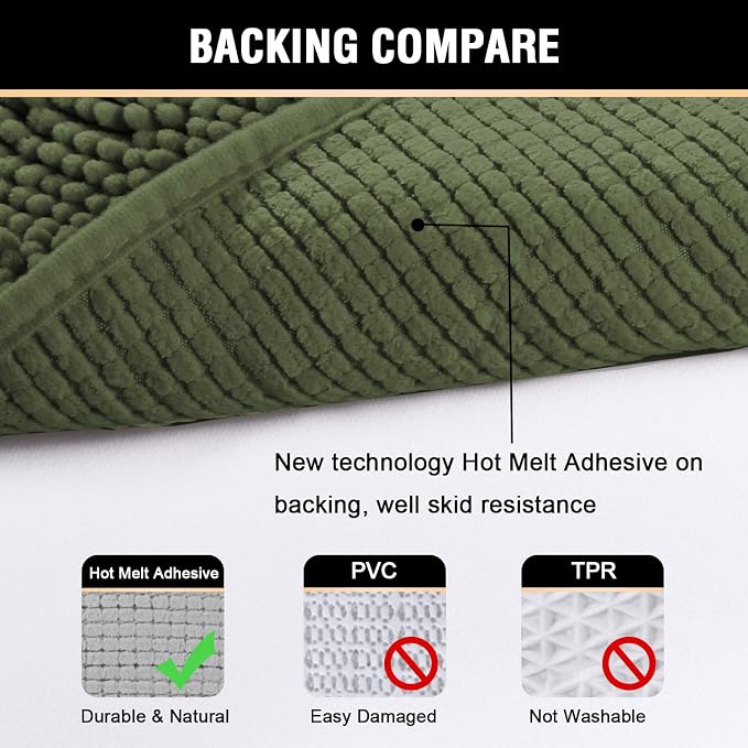 H.VERSAILTEX Bath Mats for Bathroom Non Slip Luxury Chenille Ultra Soft Bath - Image 6