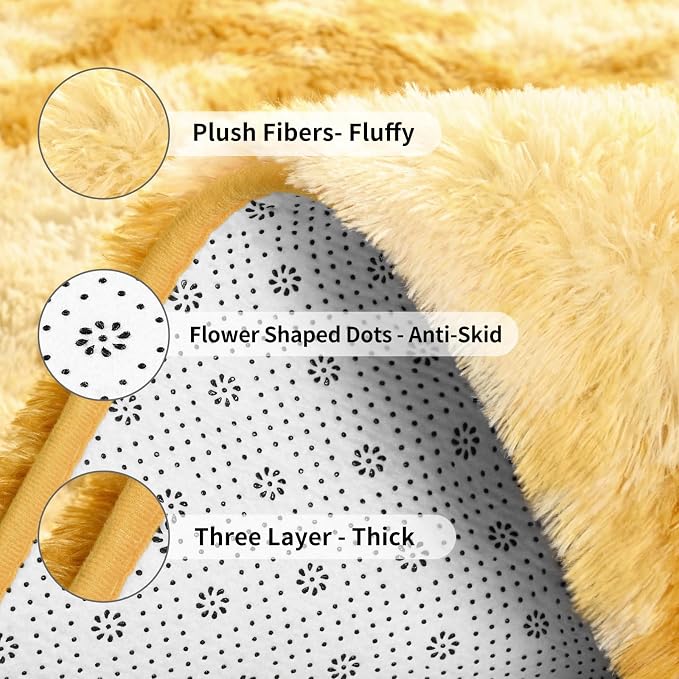 FlyDOIT Large Area Rugs for Living Room, 4x6 Feet Tie-Dyed Orange Shaggy Rug - Image 6