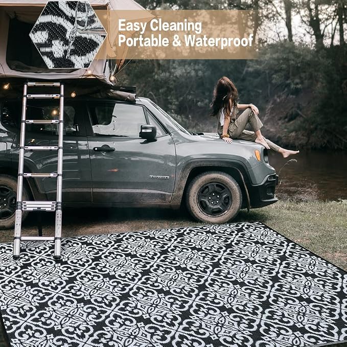 HUGEAR Outdoor Rug for Patios Clearance, Waterproof Mat, Large Outside Carpet - Image 4