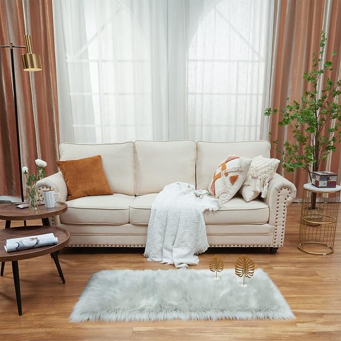 EasyJoy Ultra Soft Fluffy Shaggy Area Rug Faux Fur Rug Chair Cover Seat Pad - Image 2