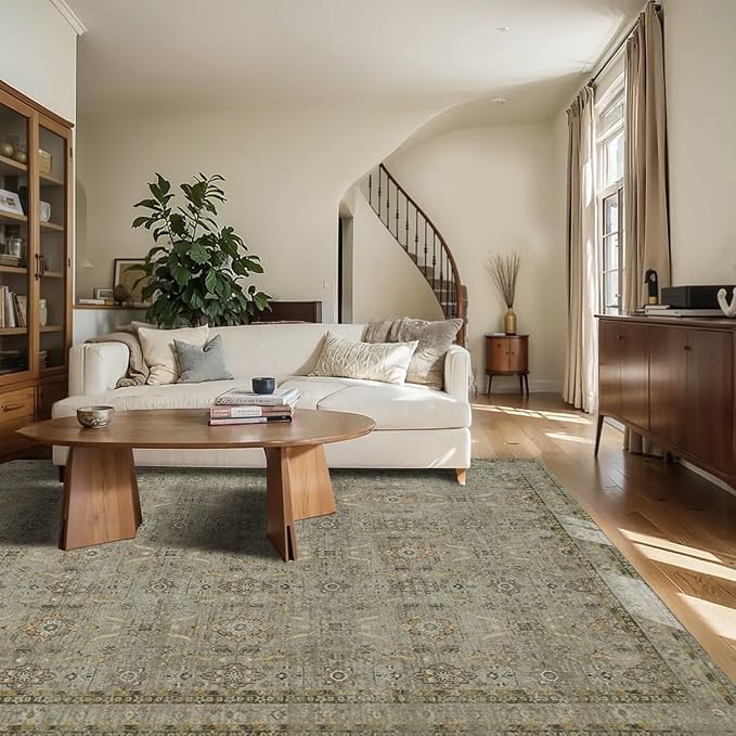 Rugxara 6x9 Area Rugs for Living Room Bedroom, Large Washable Rug, Olive - Image 2
