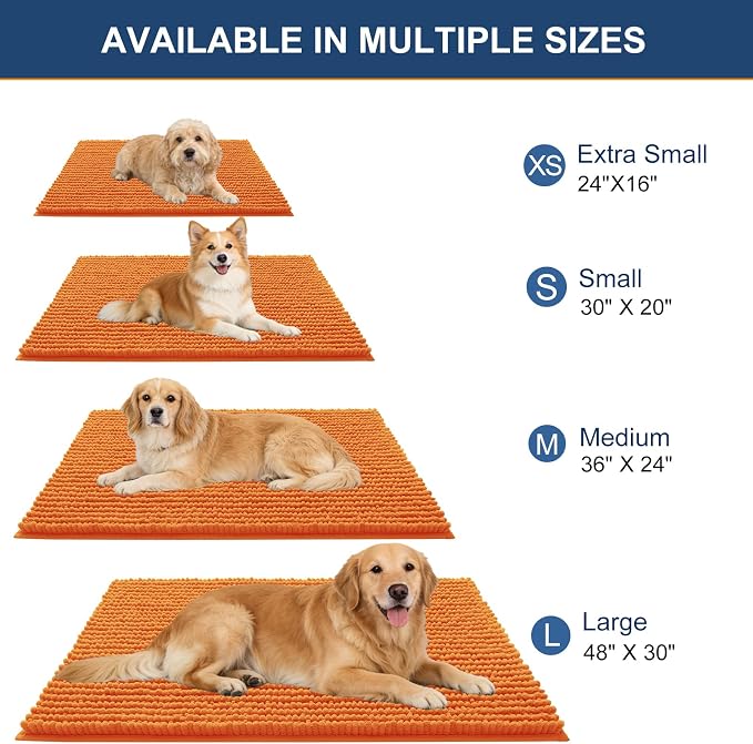 OLANLY Dog Door Mat for Muddy Paws 36x24, Ultra Absorbent Chenille Mud Doormat - Image 2