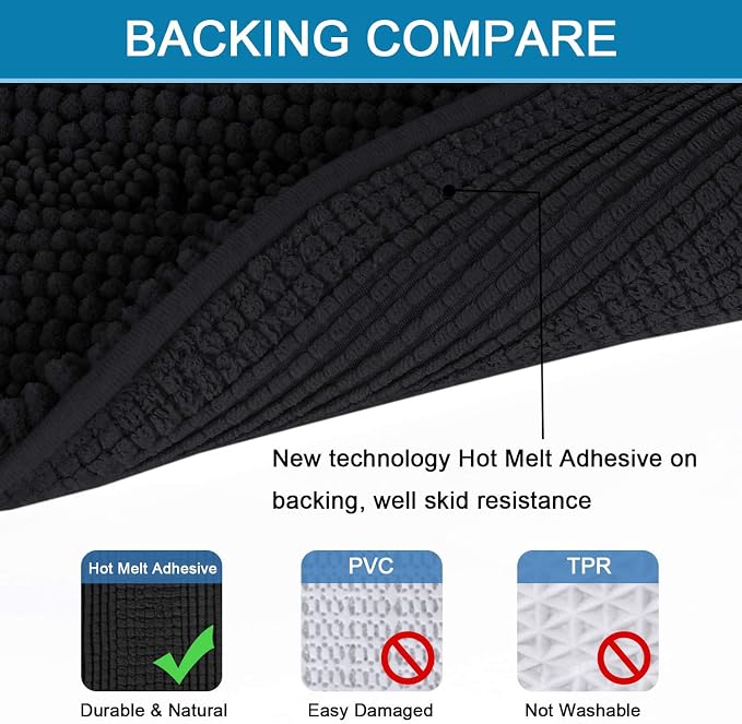 H.VERSAILTEX Bath Mats for Bathroom Non Slip Extra Thick Chenille Striped Bath - Image 4