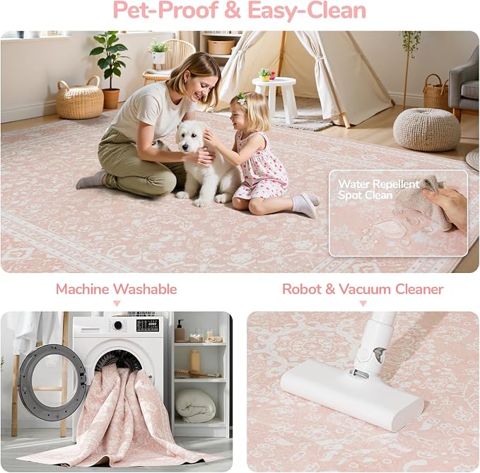 Lessymo 5x7 Area Rugs- Machine Washable Area Rugs, Super Soft Faux-Wool Area Rug - Image 6