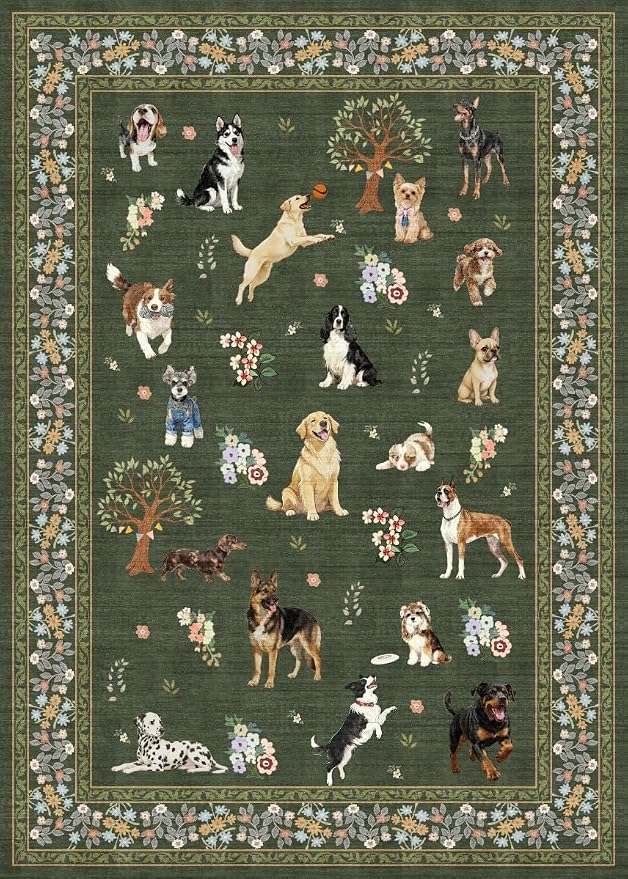 Dogs Rugs 24x17 Inch Home Decor Entry Mat, Small Door Mat Runner, Ultra-Thin by WelcometoBabovid