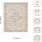 Rugxara 8x10 Washable Area Rug for Living Room, Vintage Neutral Extra Large - Image 2