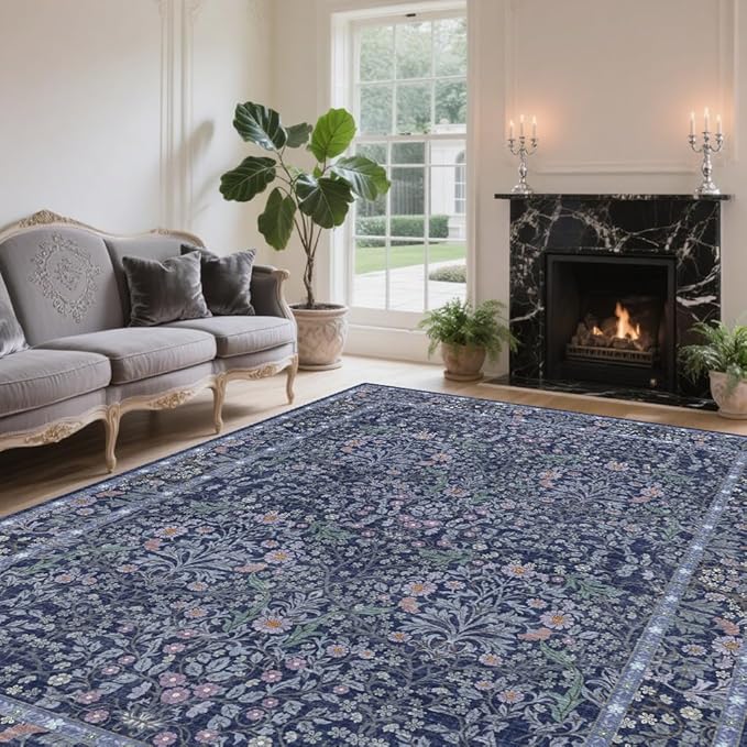 5x7 Washable Area Rugs for Living Room, Stain Resistant Vintage Rugs for Dining - Image 2