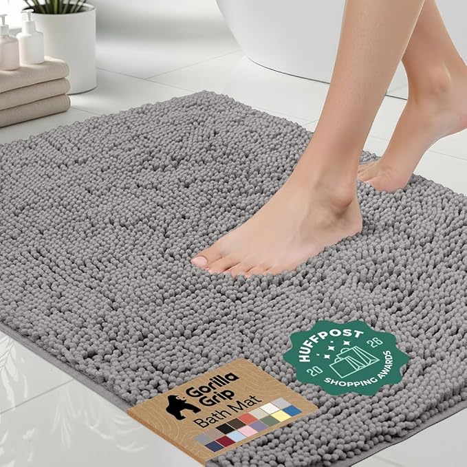 GORILLA GRIP Bath Rug Mat 60x24, Thick Soft Absorbent Chenille, Quick Dry by Unknown