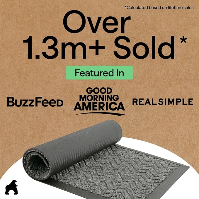 GORILLA GRIP 100% Waterproof All-Season WeatherMAX Doormat, Durable Natural - Image 5